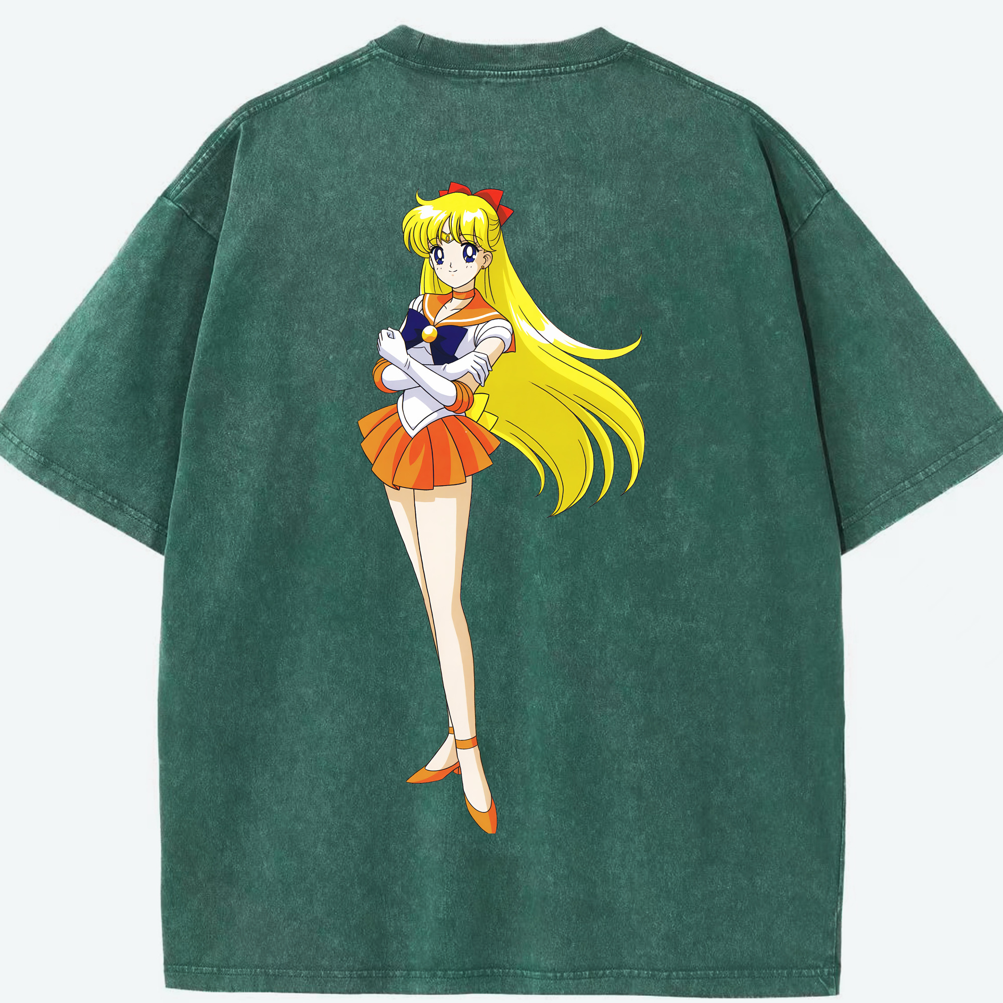 （画像用） 美少女戦士セーラームーン 愛野 美奈子 あいの みなこ Sailor Moon Aino Minako 綿100% ヴィンテージ風 半袖Tシャツ（背面プリント）